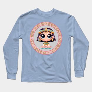 Cute, cartoon-style Egyptian queen in a vintage-look badge Long Sleeve T-Shirt